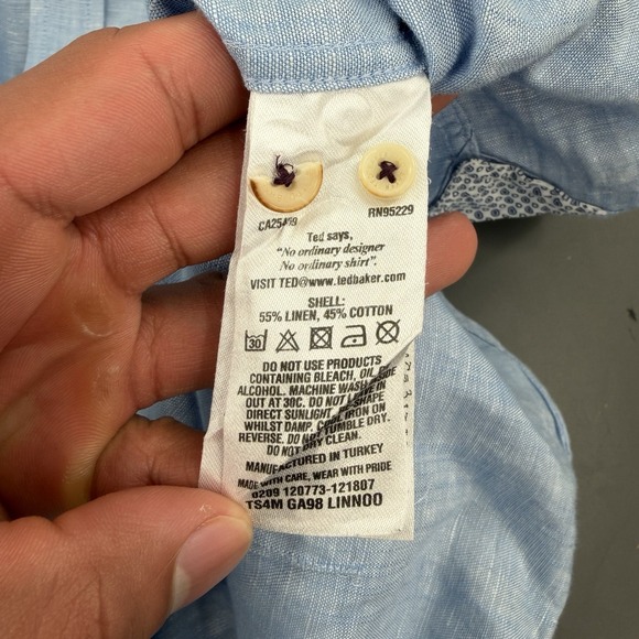 Ted Baker Romeos Men's Linen & Cotton Button-Up Shirt Lot Of 2 Ted Size 4 / US L - Picture 8 of 16